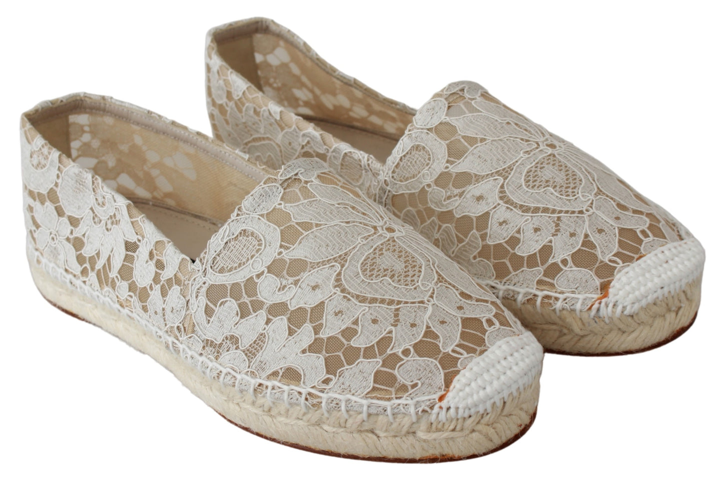 Beige Spitze Baumwolle Espadrilles Schuhe