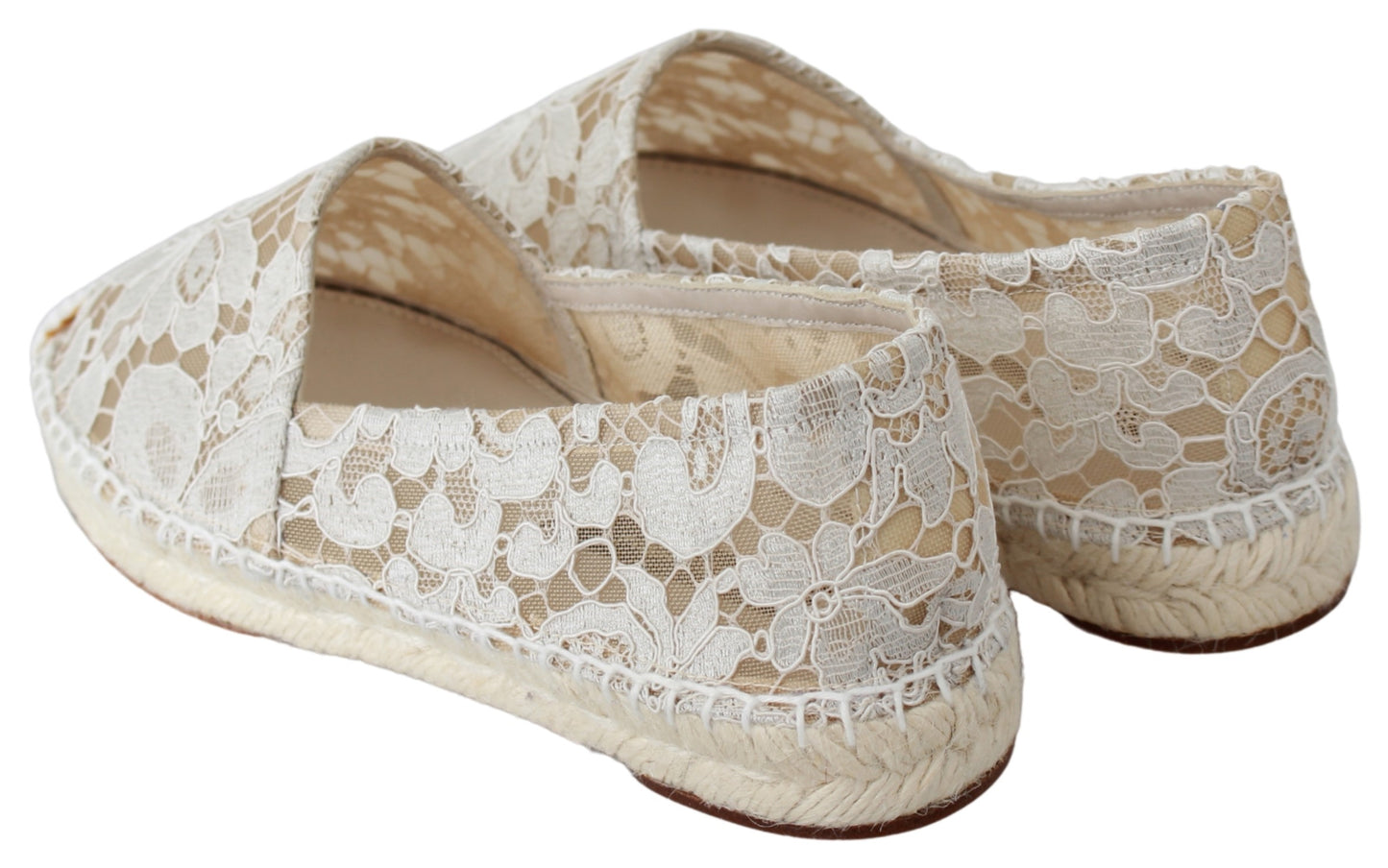 Beige Spitze Baumwolle Espadrilles Schuhe
