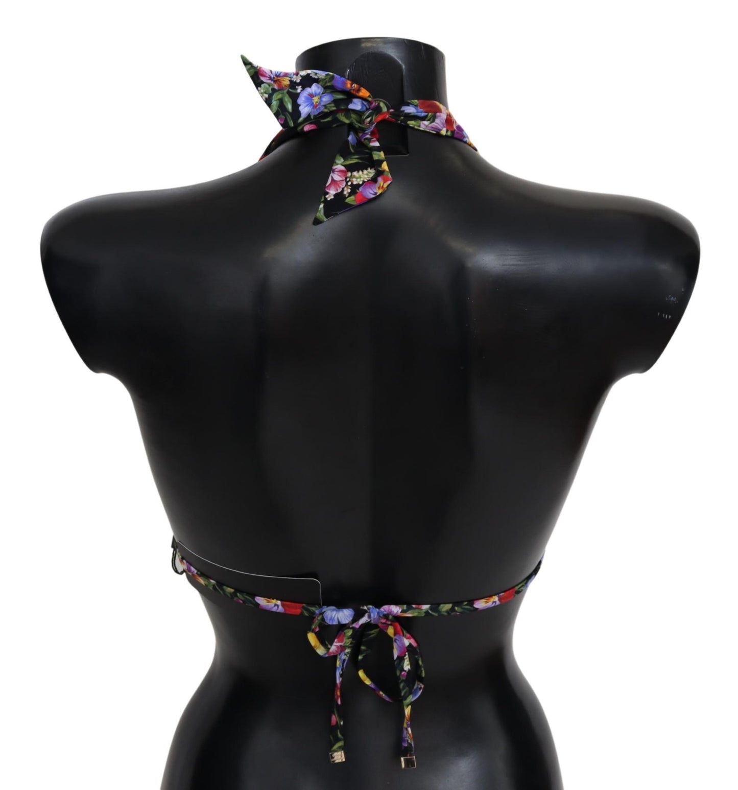 Schwarzer Blumendruck Badeanzug Beachwear Bikinioberteile