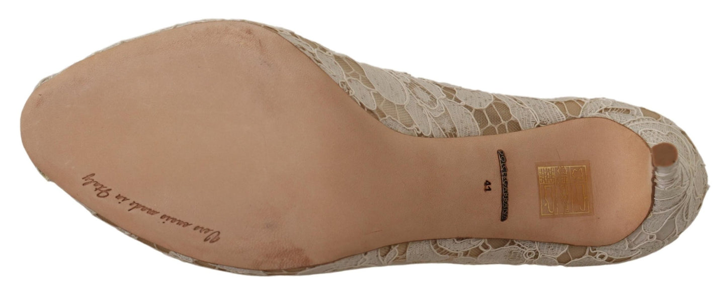 Beige Taormina Spitze Kristalle Pumps Schuhe