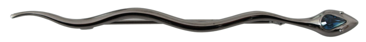 Silber Reversnadel Silber Messing Schlange Blau Kristall Markenbrosche