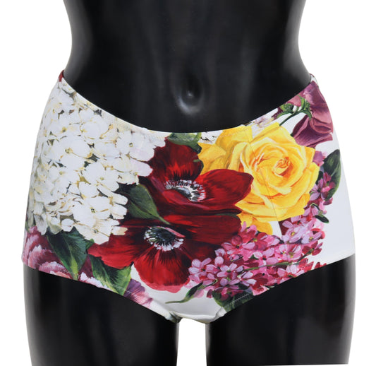 Weißes Bikini-Unterteil mit Blumendruck Bademode Strandmode