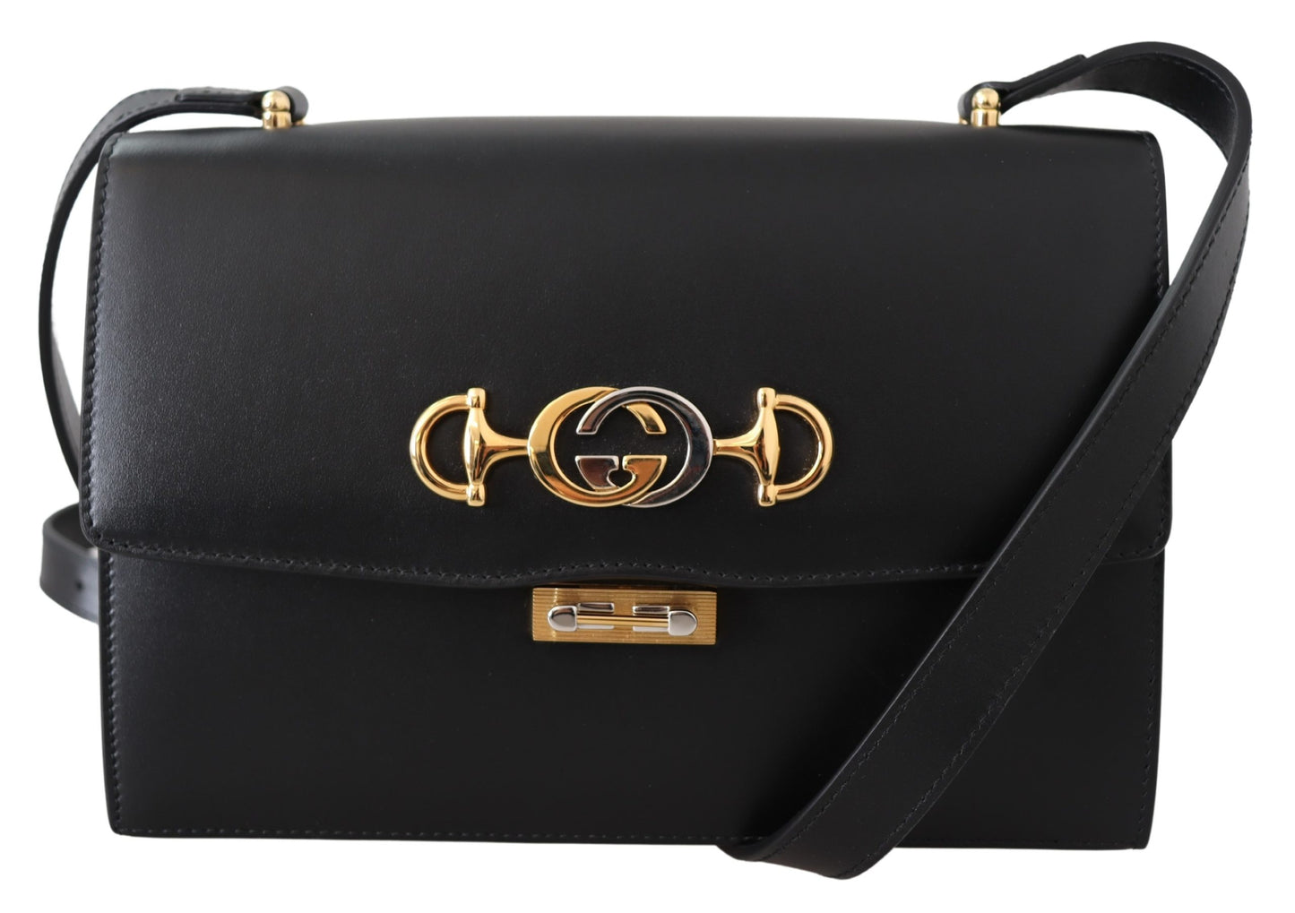 Schwarzes Leder Zumi Umhängetasche