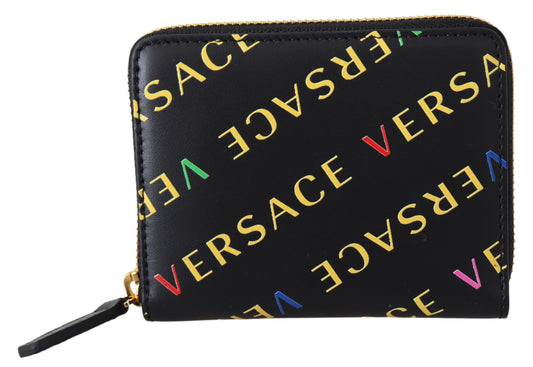 Schwarzes Leder Portemonnaie mit Reißverschluss