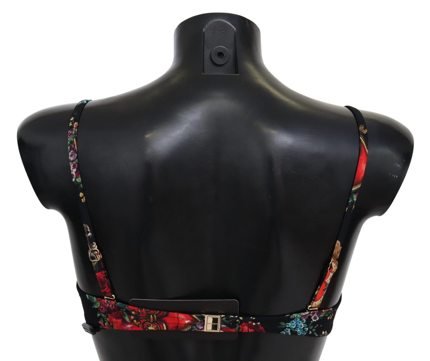 Schwarzes Herz mit Blumendruck Beachwear Bikinioberteile