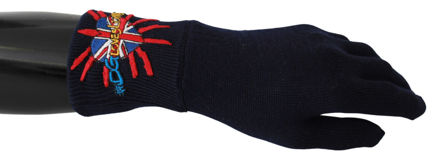 Blaue bestickte Wollhandschuhe #DGLovesLondon