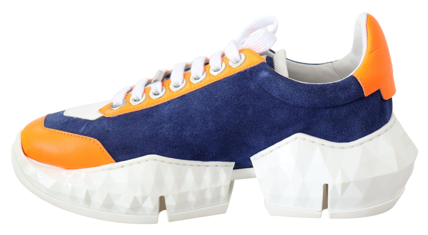 Diamant Blau Orange Leder Sneaker