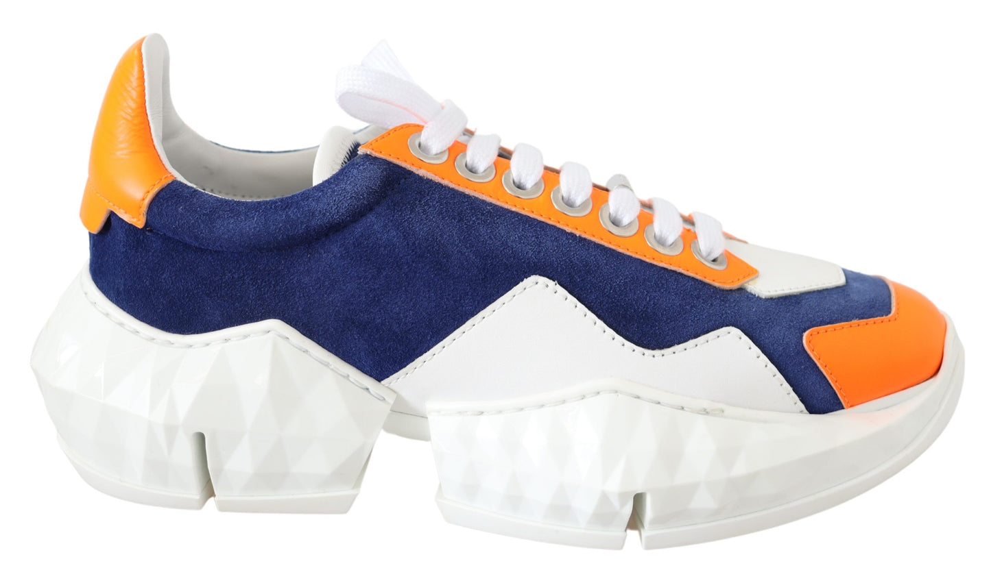 Diamant Blau Orange Leder Sneaker