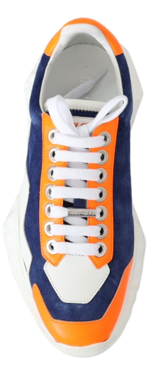 Diamant Blau Orange Leder Sneaker