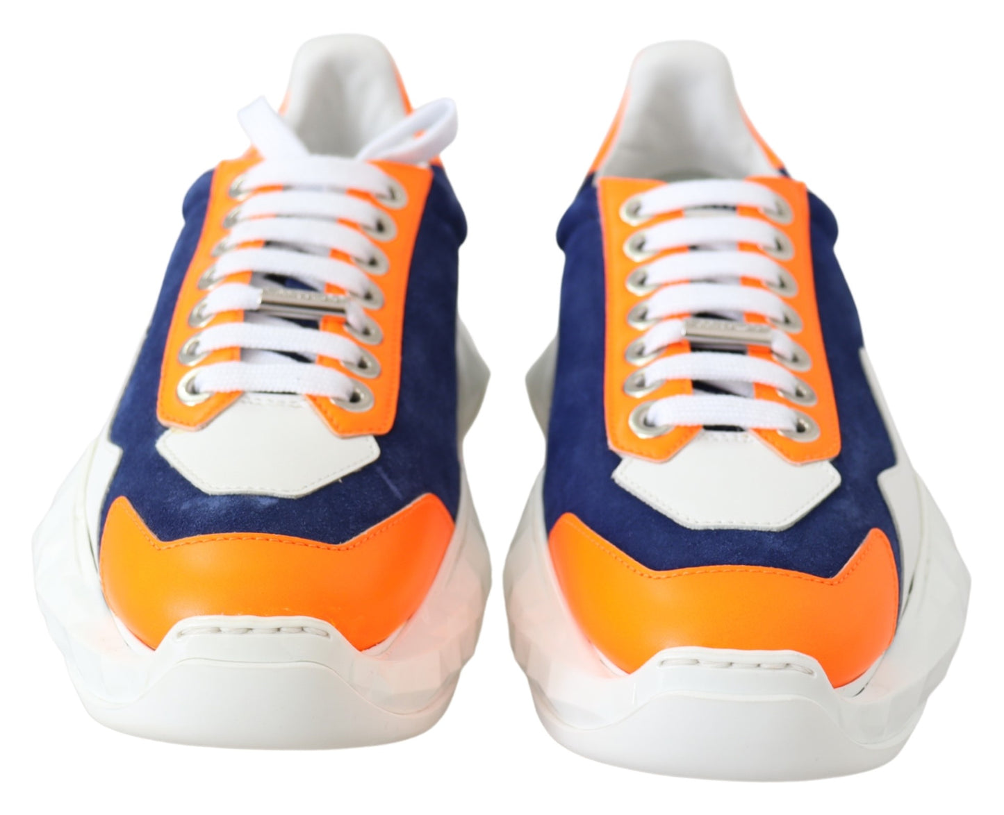 Diamant Blau Orange Leder Sneaker