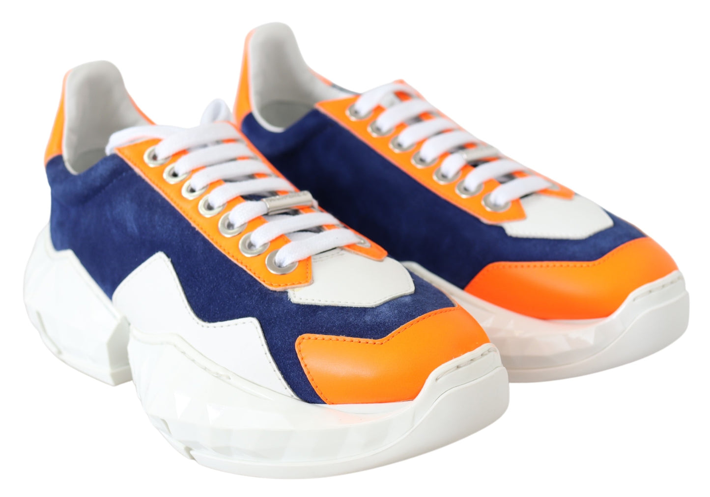 Diamant Blau Orange Leder Sneaker