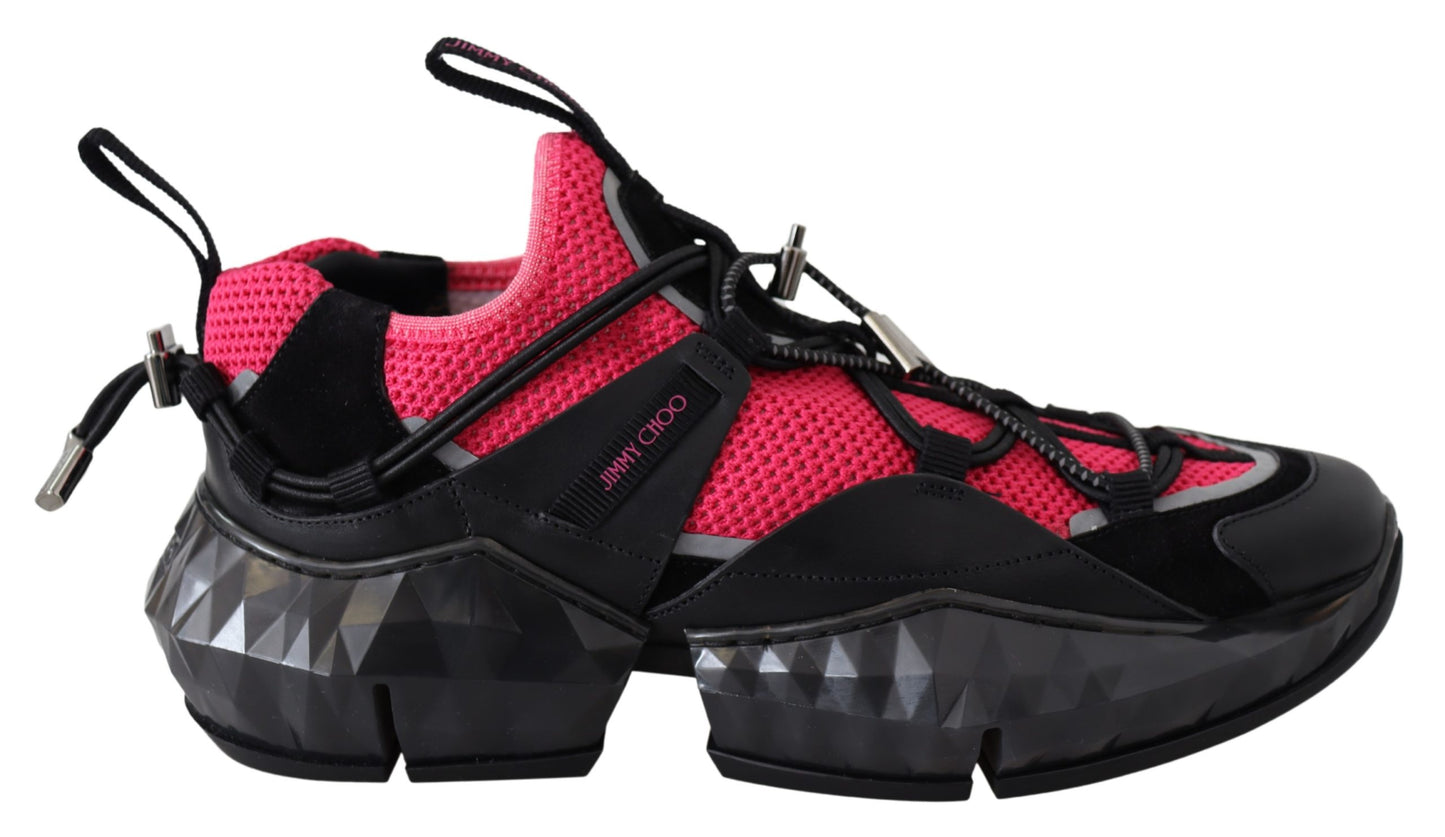 Diamant Schwarz Rosa Leder Sneaker