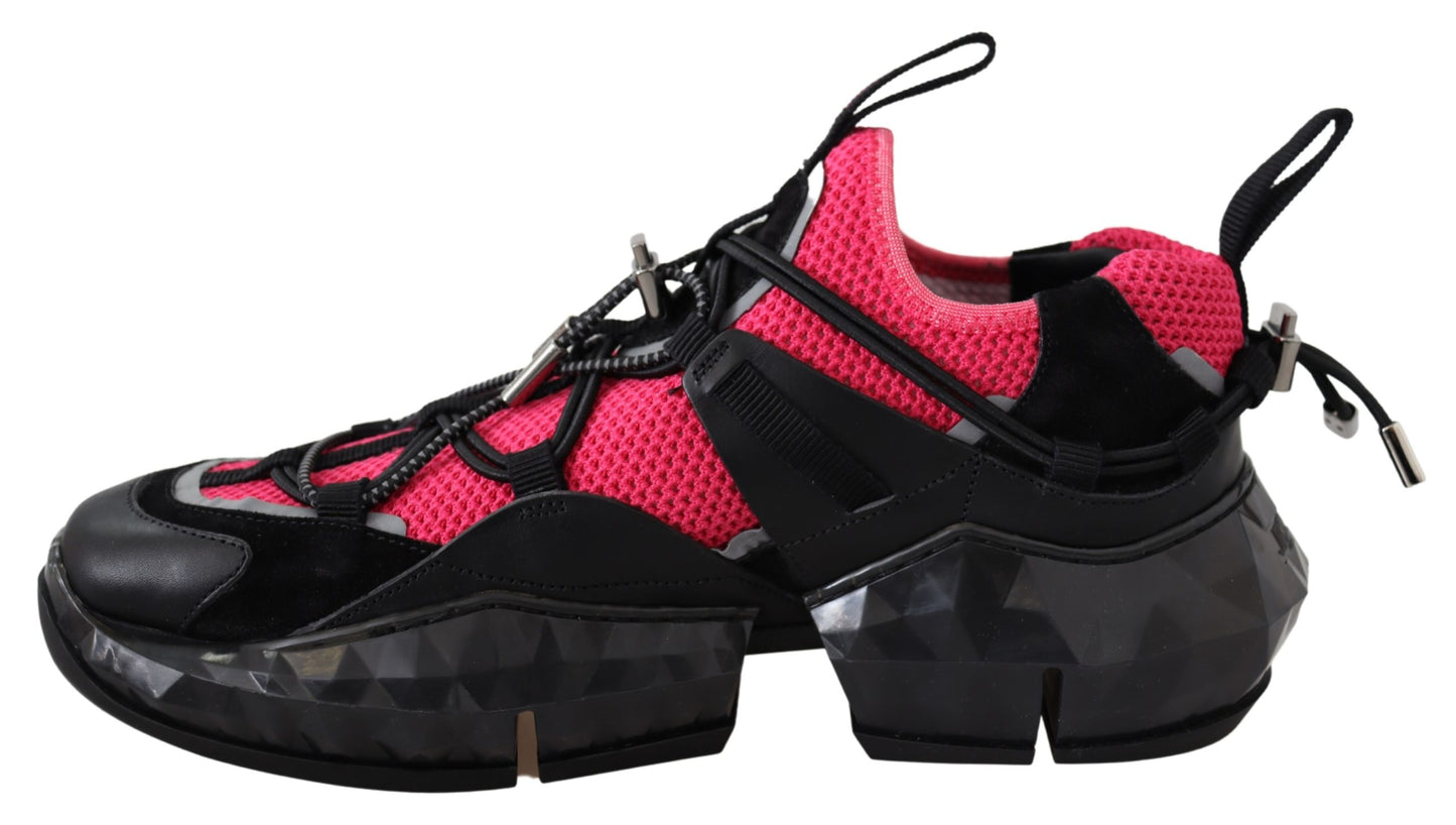 Diamant Schwarz Rosa Leder Sneaker