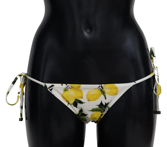 Weißer Lemon Print Bottom Bikini Bademode Badeanzug