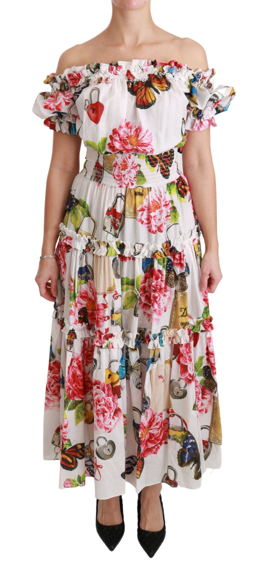 Weißes Märchenkleid aus Baumwolle schulterfrei