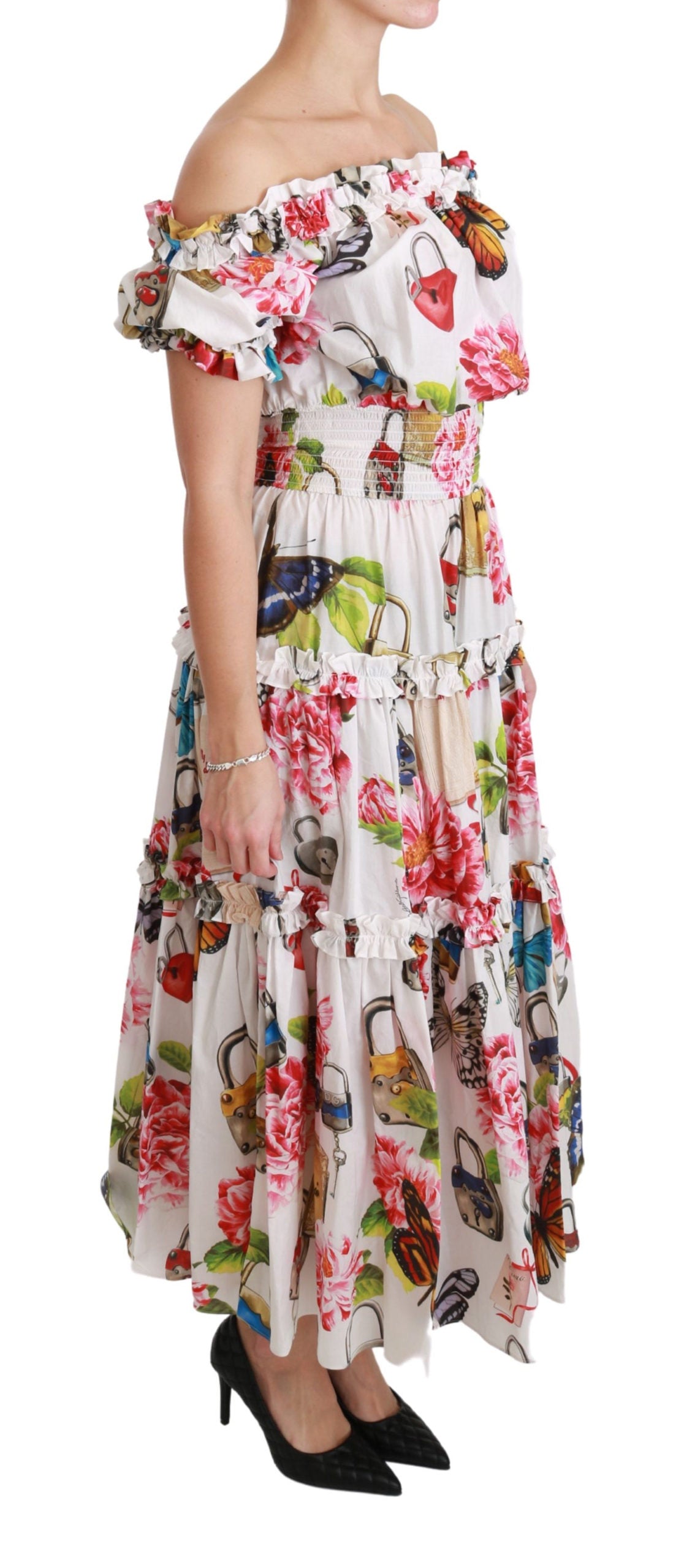 Weißes Märchenkleid aus Baumwolle schulterfrei