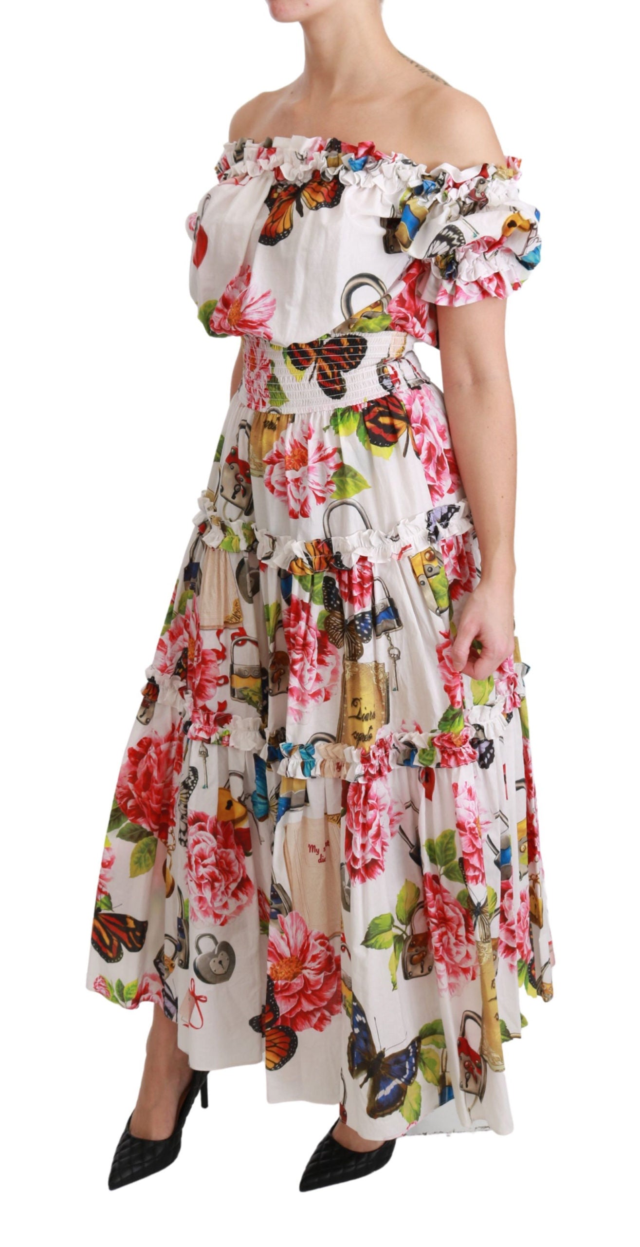 Weißes Märchenkleid aus Baumwolle schulterfrei