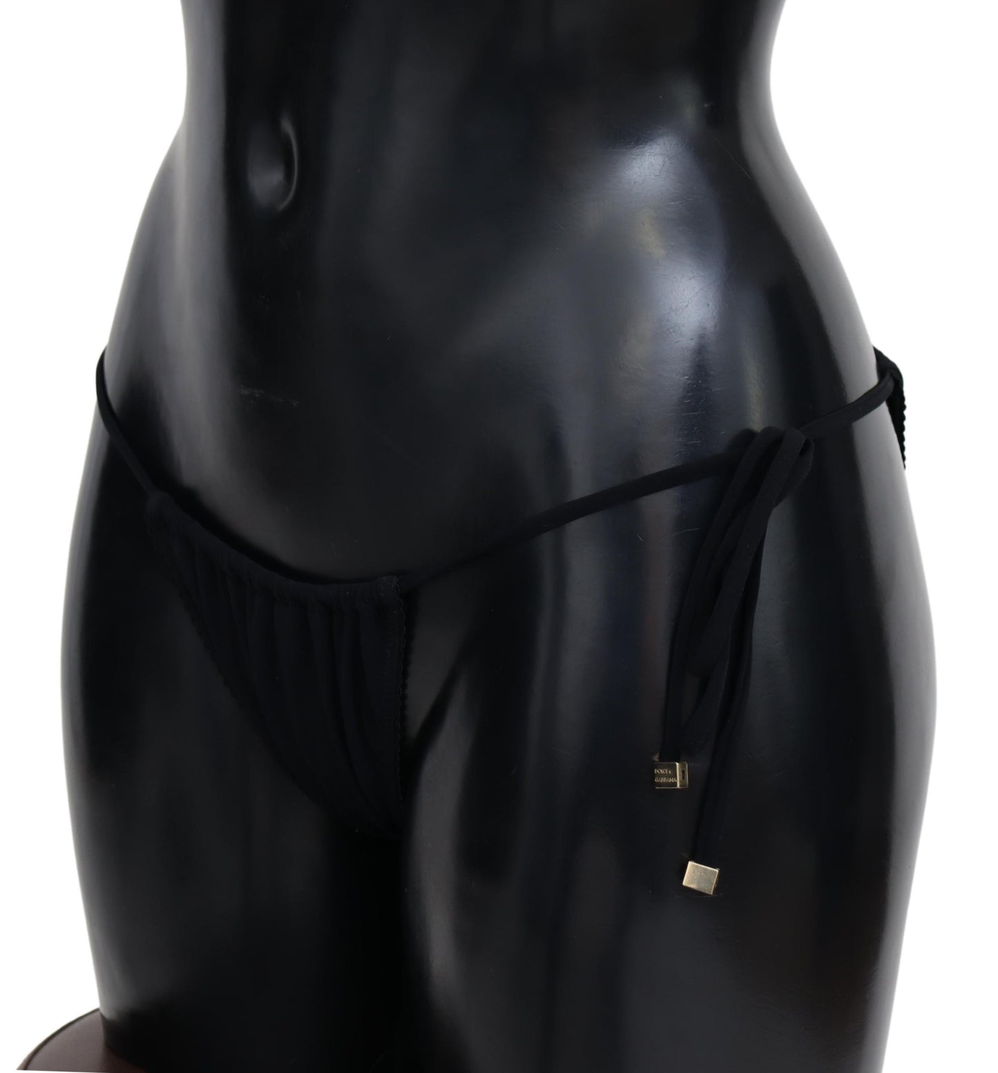 Schwarzer Badeanzug mit Krawattenverschluss Beachwear Bikini Bottom