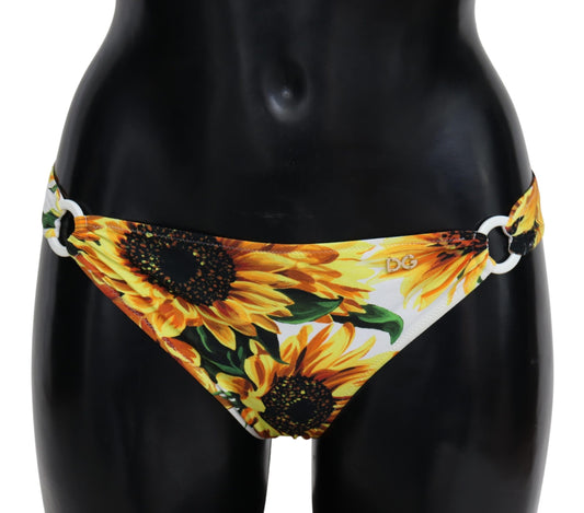 Weißer Sonnenblumendruck Beachwear Bikini Bottom