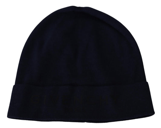 Blaue Baumwoll-Kaschmir-Beanie Wintermütze