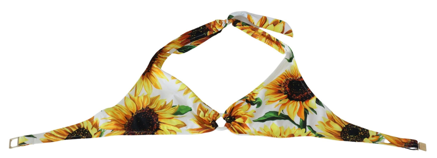 Weißer Sonnenblumenhalter Zweiteiliger Badeanzug Bikini