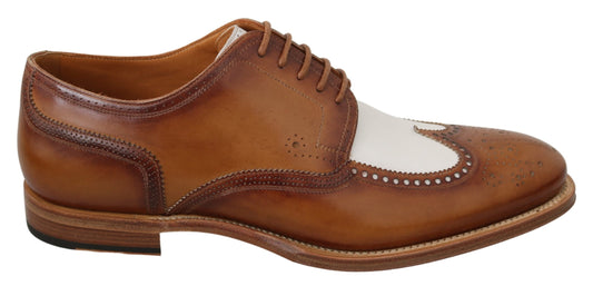 Braun Weiß Leder Derby Brogue Schuhe