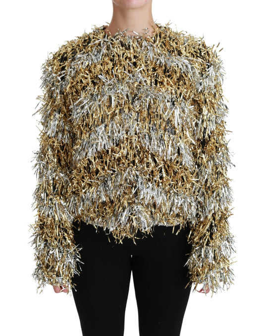 Silberne Strickjacke Blazermantel Gold Jacke