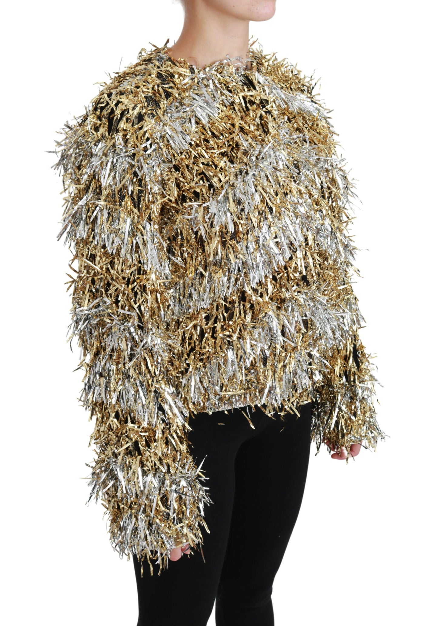 Silberne Strickjacke Blazermantel Gold Jacke