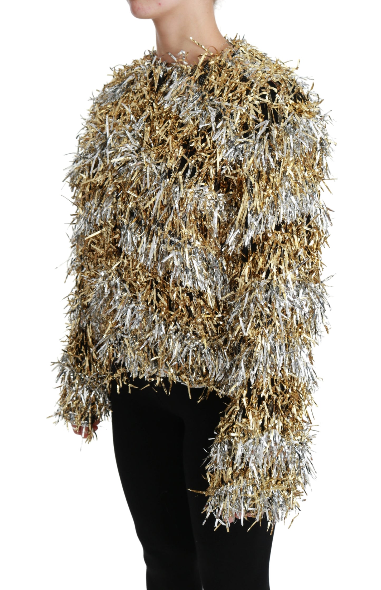 Silberne Strickjacke Blazermantel Gold Jacke