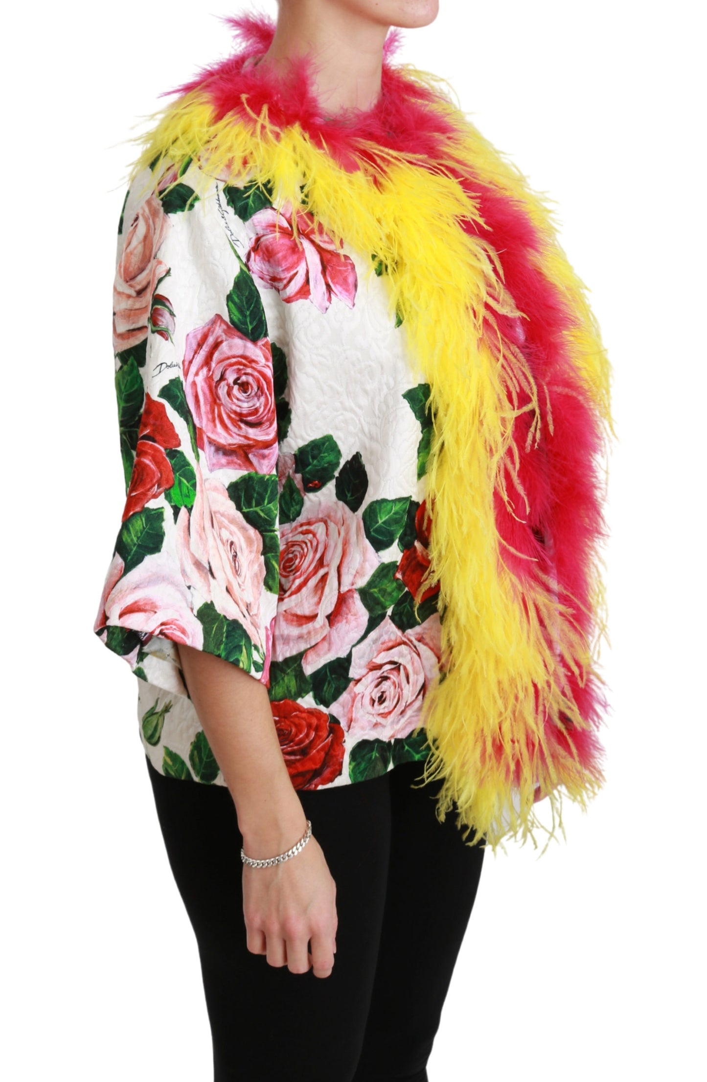 Weißer geblümter Mantel Capte Fur Roses Jacke