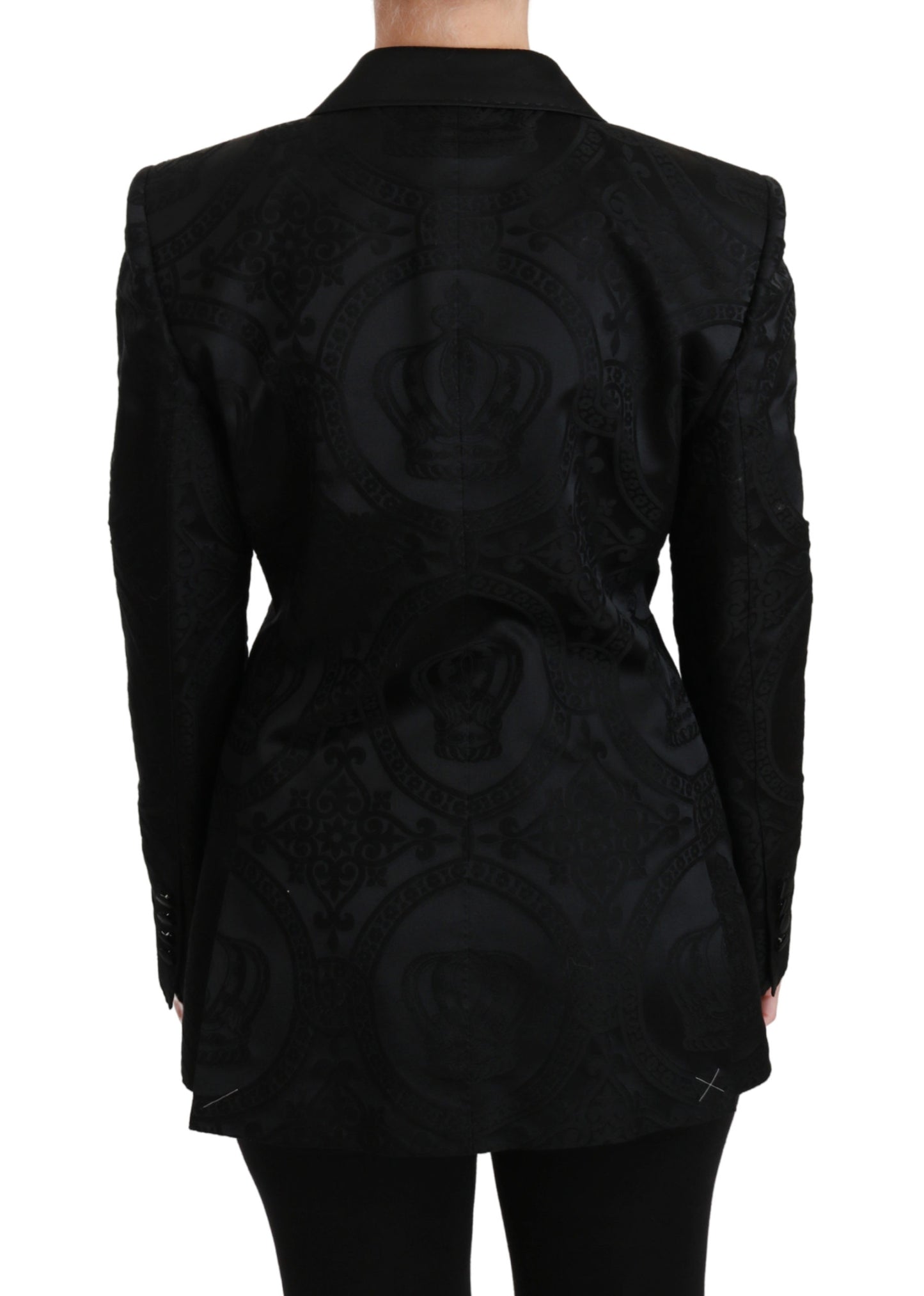 Schwarzer Kronenmantel Zweireiher Jacke