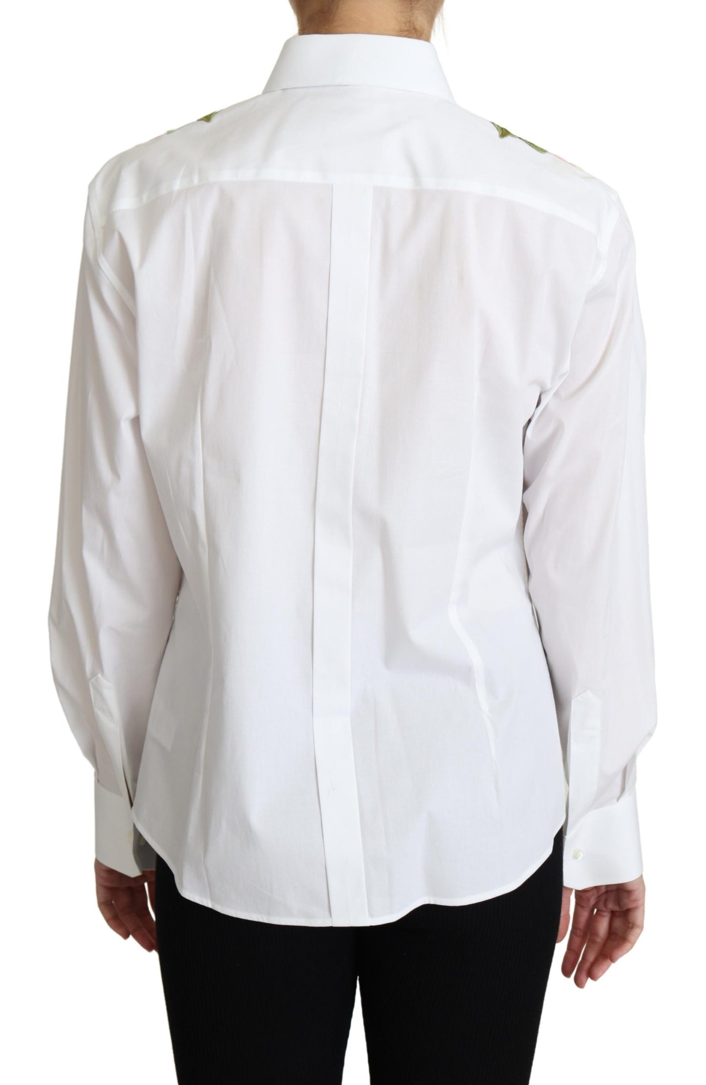 Weißes Hemd mit Blumenstickerei aus Baumwolle