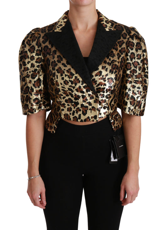 Blazer Gold Leopard Pailletten Jacke