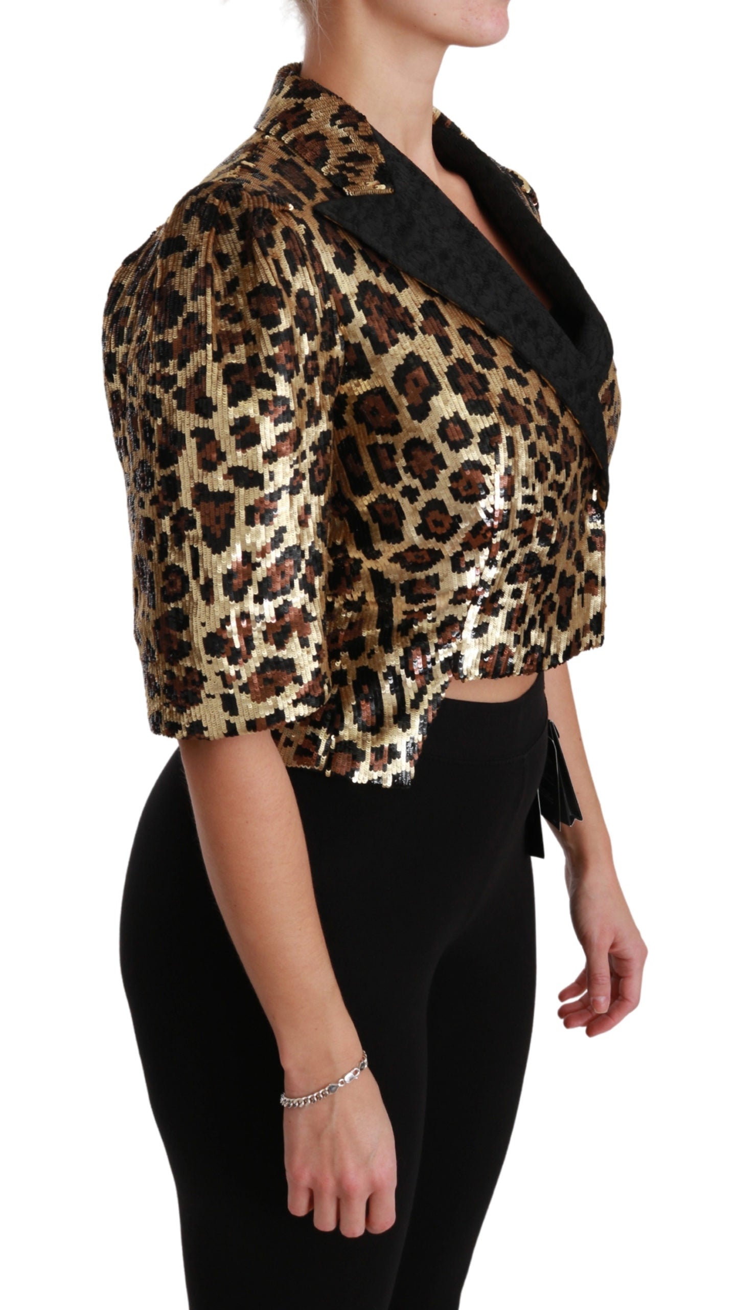 Blazer Gold Leopard Pailletten Jacke