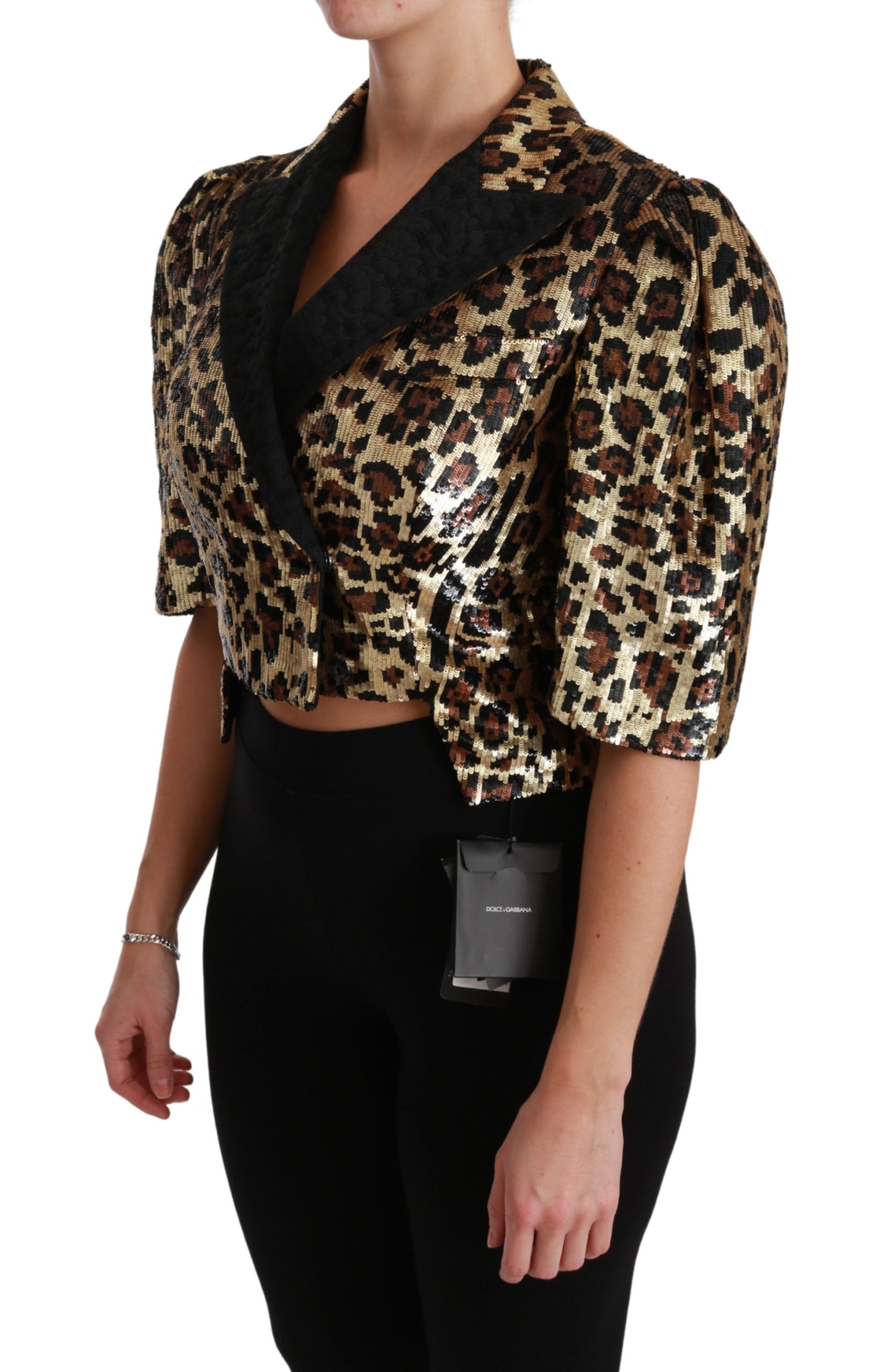 Blazer Gold Leopard Pailletten Jacke