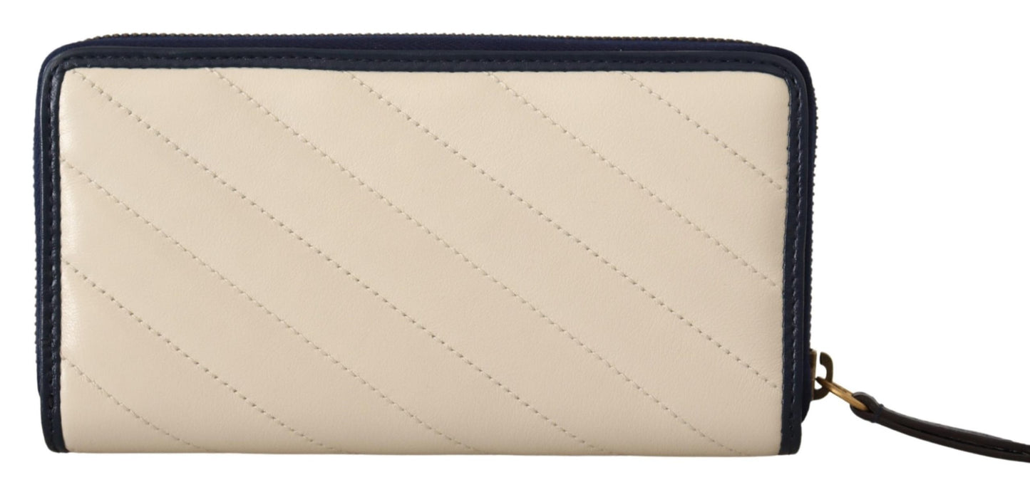 Weißes & blaues Leder Marmont GG Torchon Zip Around Wallet