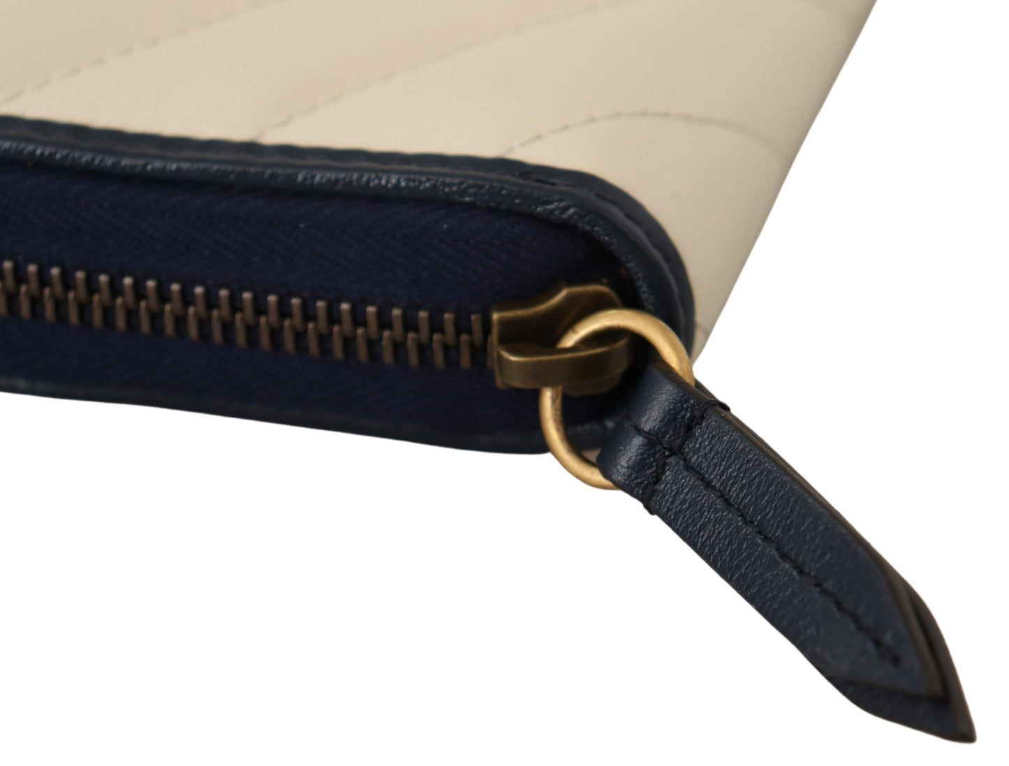 Weißes & blaues Leder Marmont GG Torchon Zip Around Wallet