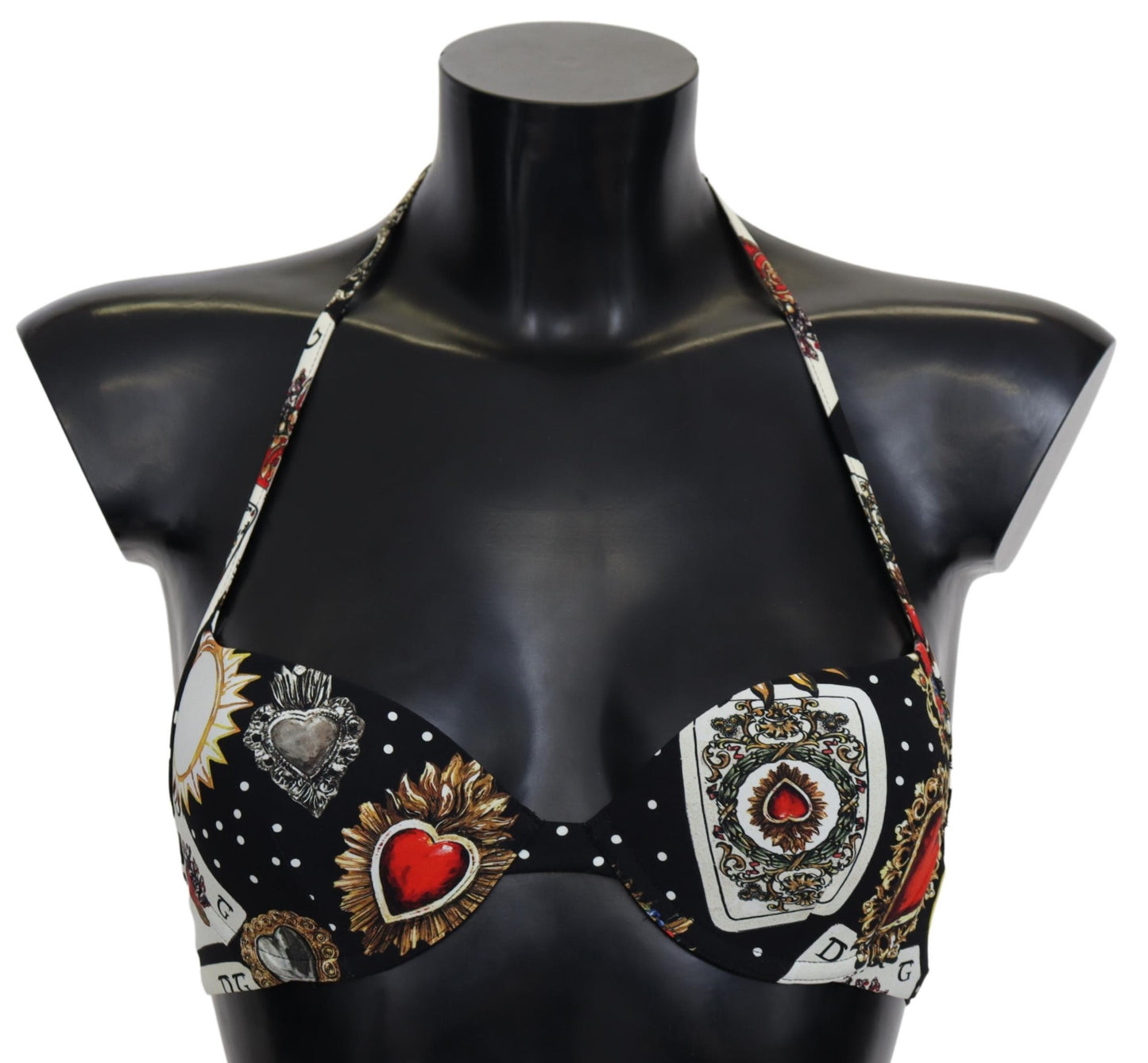 Black Card Deck Print Damen Bademode Bikini Tops