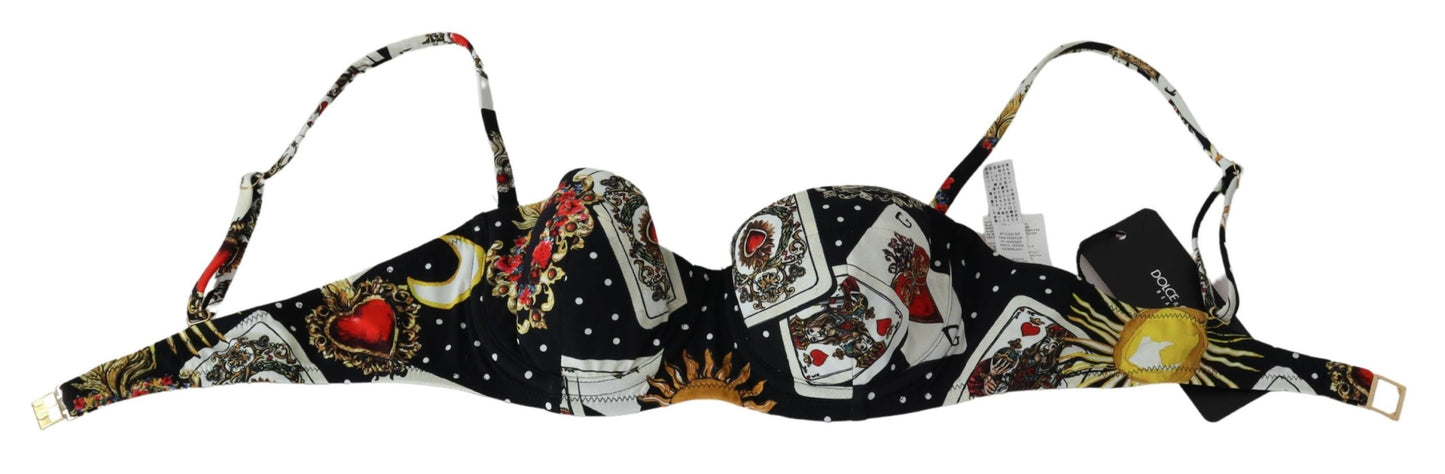 Black Card Deck Print Damen Bademode Bikini Tops