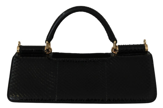 Schwarzes Leder Druckknopf Micro Bag Handle