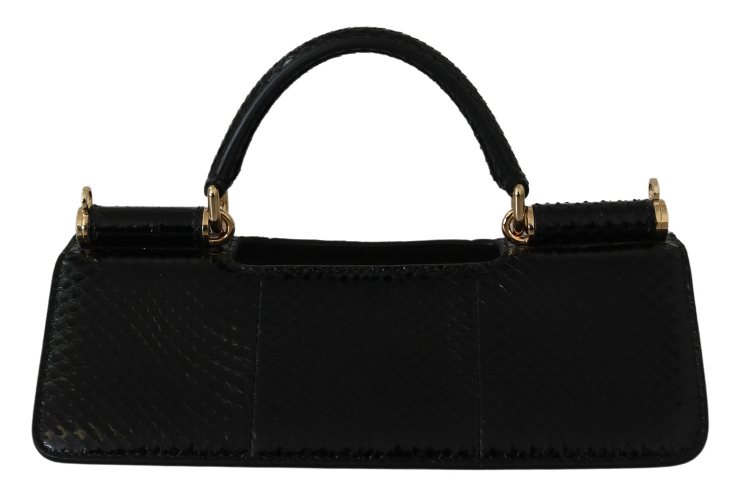 Schwarzes Leder Druckknopf Micro Bag Handle