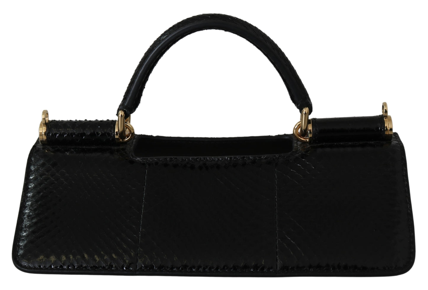 Schwarzes Leder Druckknopf Micro Bag Handle