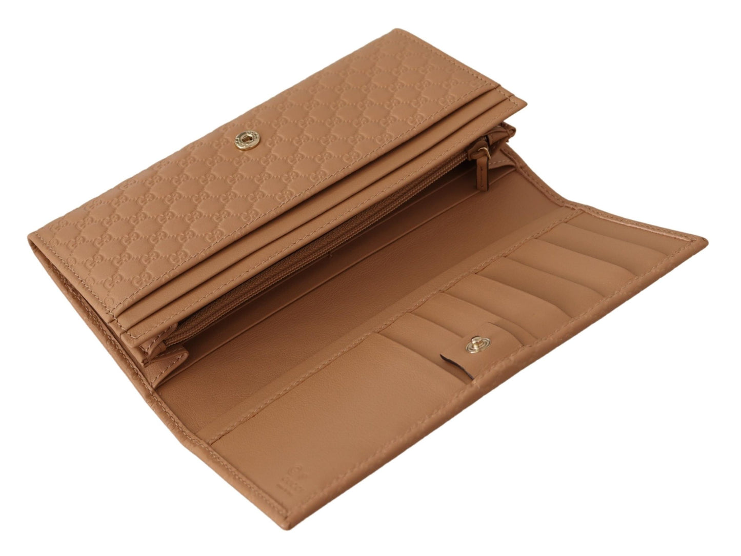 Braunes Leder Micro Guccissima Lange Brieftasche