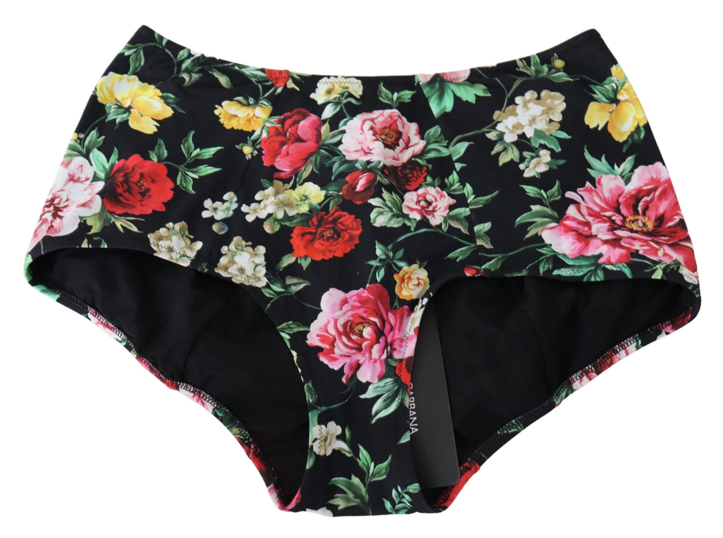 Schwarzer Blumendruck Bademode Beachwear Bikini Bottom