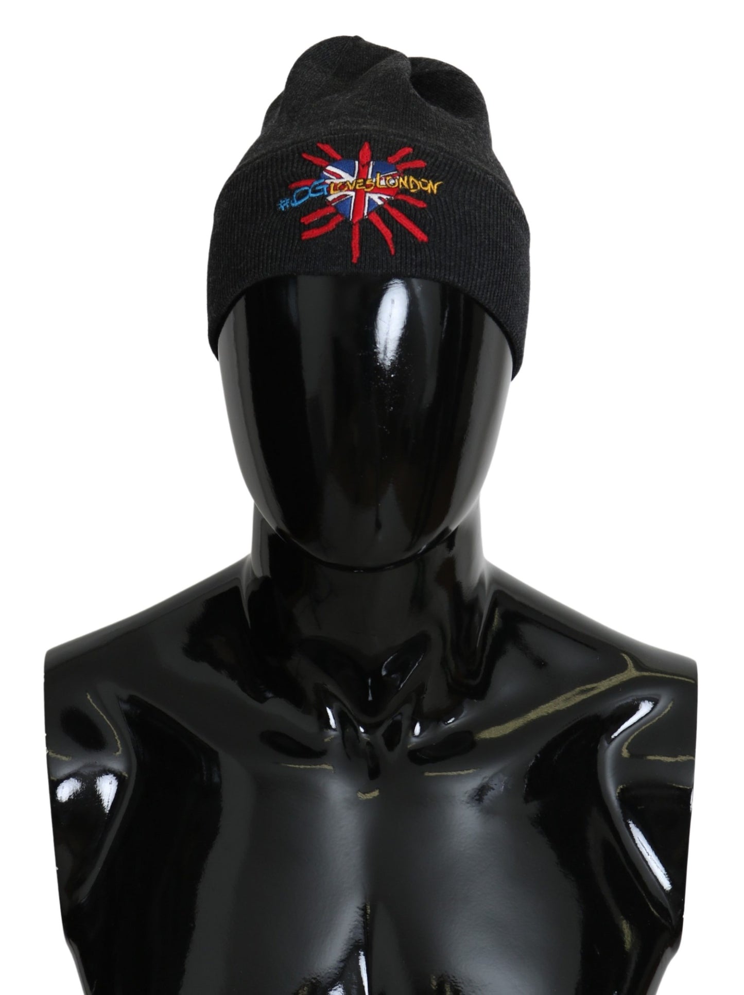 Schwarze Wolle #DGLovesLondon Beanie-Mütze