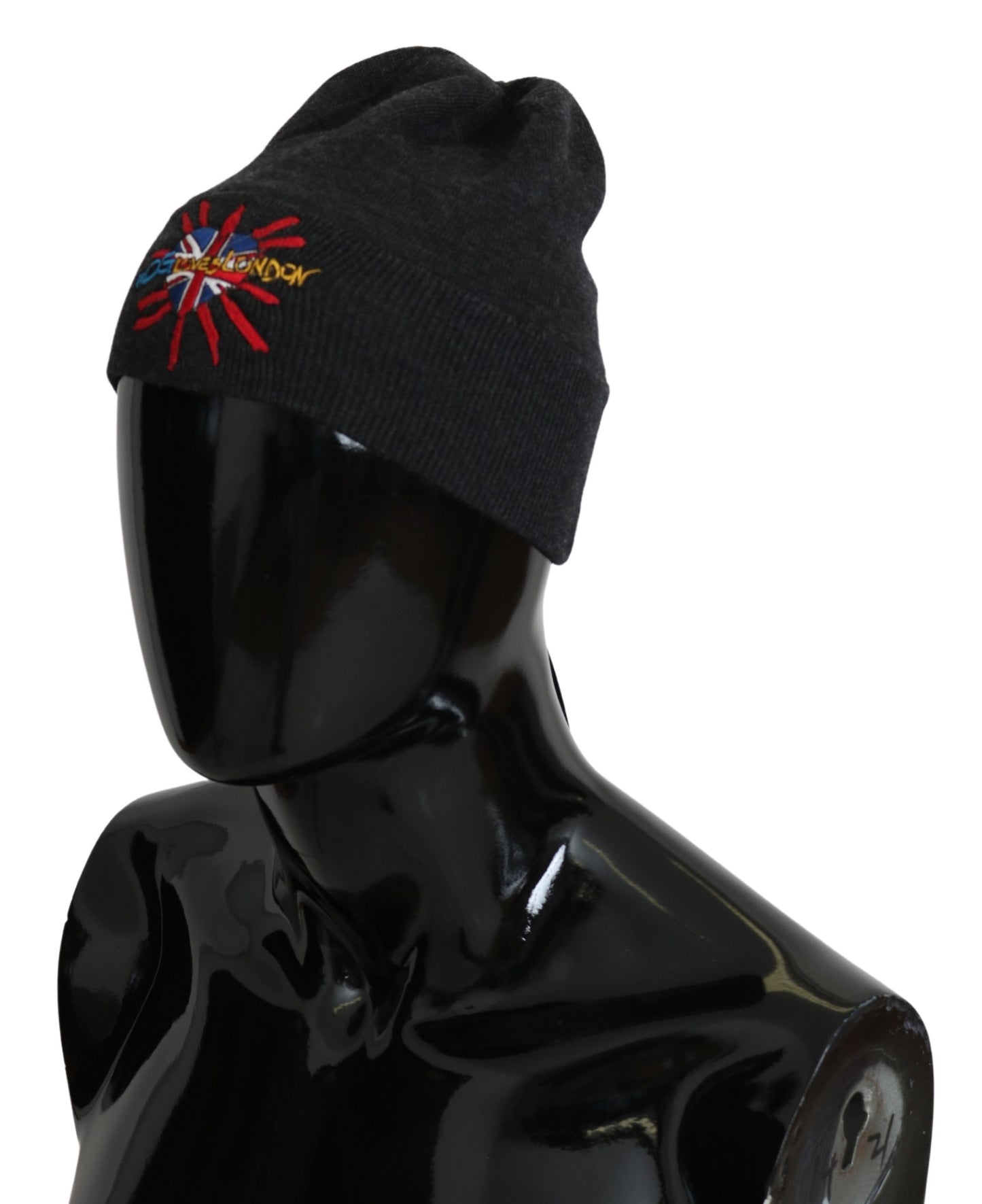 Schwarze Wolle #DGLovesLondon Beanie-Mütze