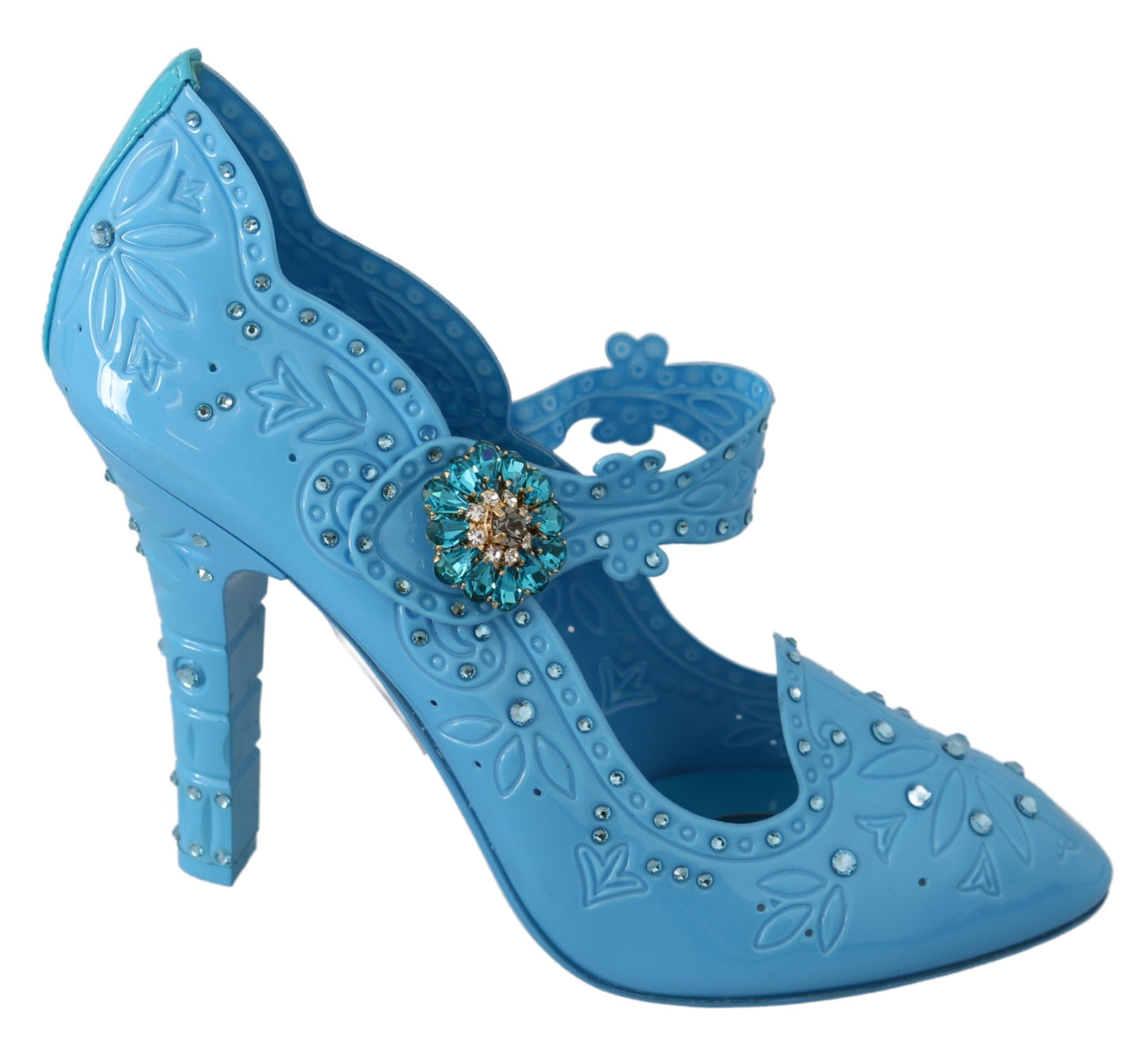 Blaue Floral Kristall CINDERELLA Heels Schuhe