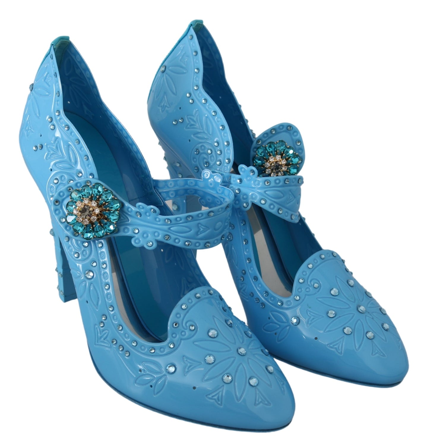 Blaue Floral Kristall CINDERELLA Heels Schuhe