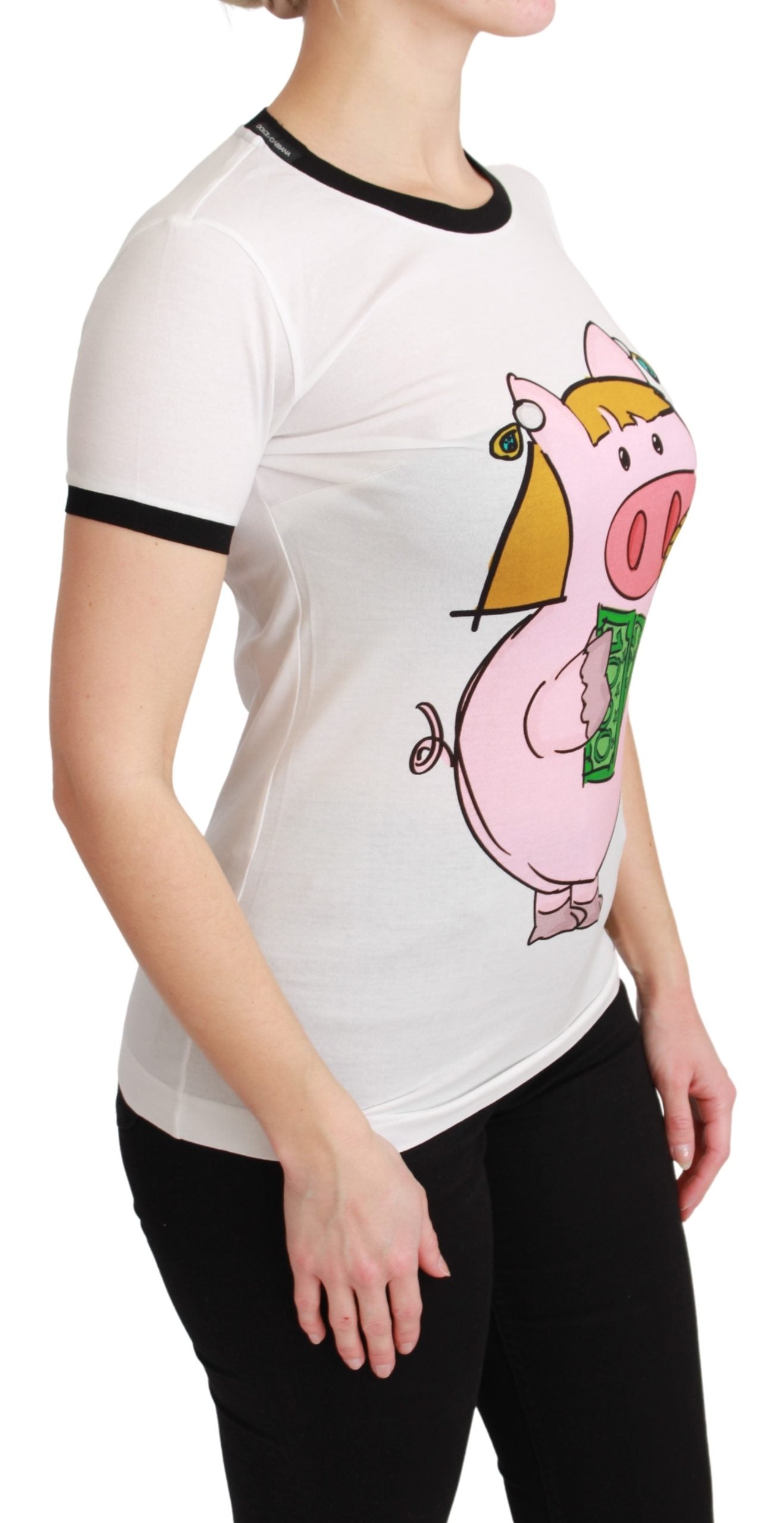 Weißes YEAR OF THE PIG Top Baumwoll-T-Shirt