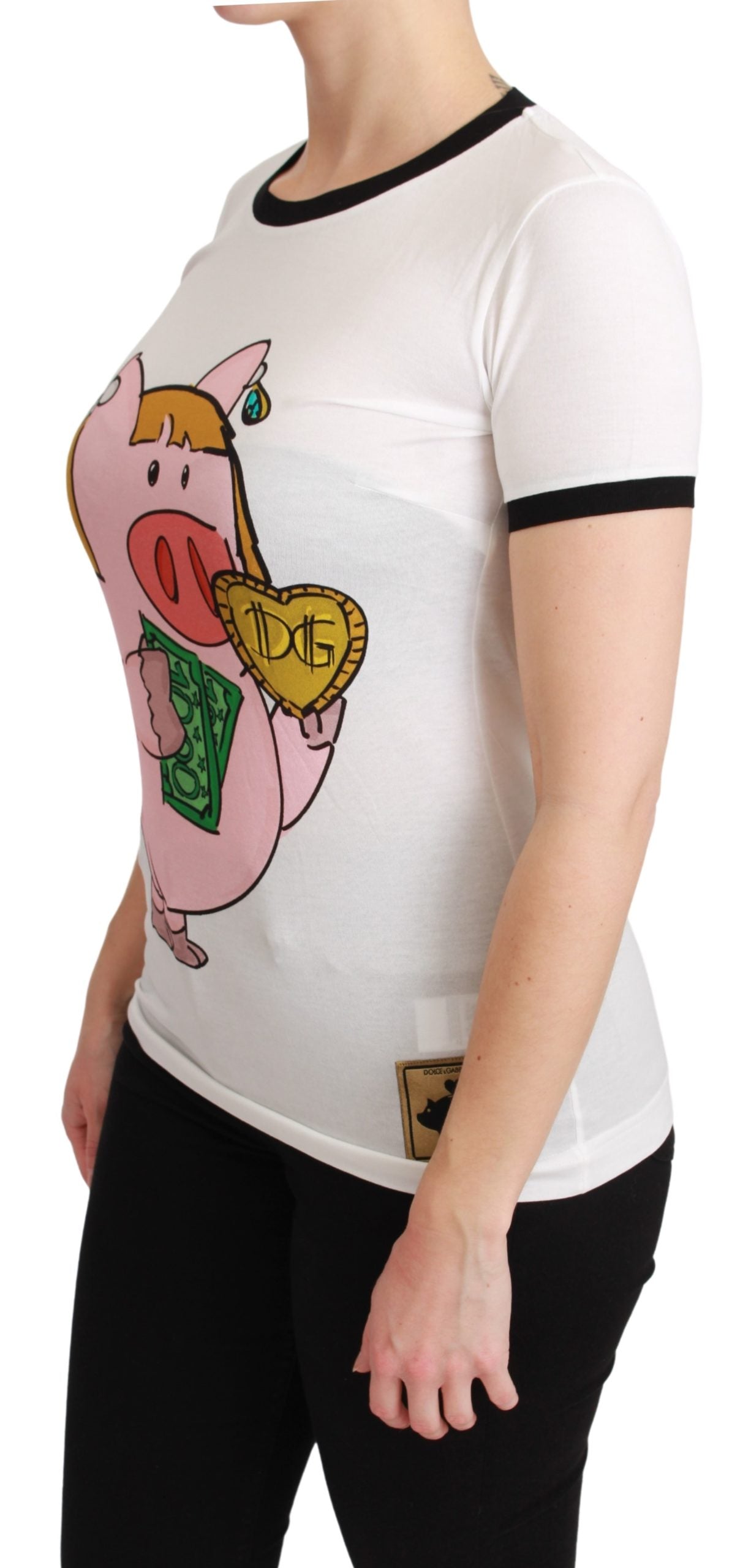 Weißes YEAR OF THE PIG Top Baumwoll-T-Shirt